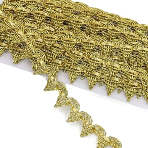 Yalulu 10 Yards Glitzer Pailletten Spitzenband Paillettenband Spitzenborte Geflochten Dekoband Glänzendes Zierband für DIY NäHen Handwerk Verzierungen (Hellgold) von Yalulu