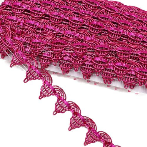 Yalulu 10 Yards Glitzer Pailletten Spitzenband Paillettenband Spitzenborte Geflochten Dekoband Glänzendes Zierband für DIY NäHen Handwerk Verzierungen (Rosa) von Yalulu