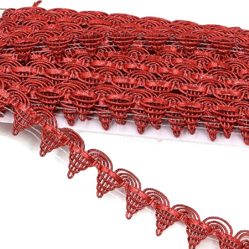 Yalulu 10 Yards Glitzer Pailletten Spitzenband Paillettenband Spitzenborte Geflochten Dekoband Glänzendes Zierband für DIY NäHen Handwerk Verzierungen (Rot) von Yalulu
