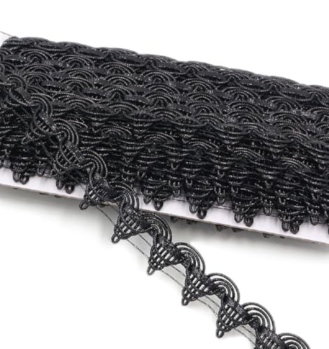 Yalulu 10 Yards Glitzer Pailletten Spitzenband Paillettenband Spitzenborte Geflochten Dekoband Glänzendes Zierband für DIY NäHen Handwerk Verzierungen (Schwarz) von Yalulu