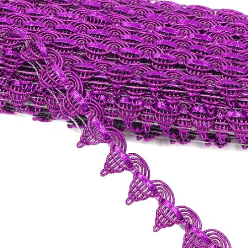 Yalulu 10 Yards Glitzer Pailletten Spitzenband Paillettenband Spitzenborte Geflochten Dekoband Glänzendes Zierband für DIY NäHen Handwerk Verzierungen (Violett) von Yalulu