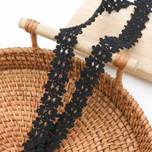 Yalulu 10 Yards Häkel-Borte Spitze Spitzenstoff Spitzenband, Häkelband Spitze Borte Dekoband für Nähen Handwerk Hochzeit Deko (Schwarz) von Yalulu