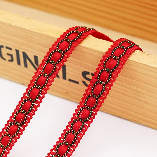 Yalulu 10 Yards Metallisiertes Dekoborte Geflochten Gimp Trim, Posamentenborte Drehkordel Borte aus Dekoband Zierband Geschenkband Schmuckband für Nähen Deko (Rot) von Yalulu
