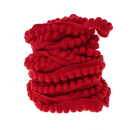 Yalulu 10 Yards Mini Pompons Haarball Ball Lace Spitze Trim Band für Kleidung DIY Fertigkeit und Dekorieren Nähen Zubehörteil (Rot) von Yalulu