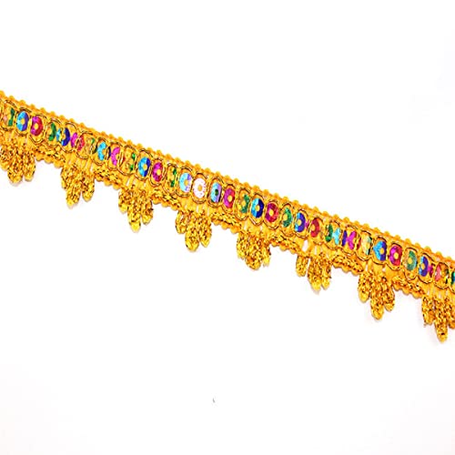 Yalulu 10 Yards Pailletten Posamentenborte, Geflochtenen Trim Drehkordel Borte aus Dekoband Zierband für DIY Handwerk Dekoration/Kleiderherstellung/Tanzbekleidungen (Gold) von Yalulu