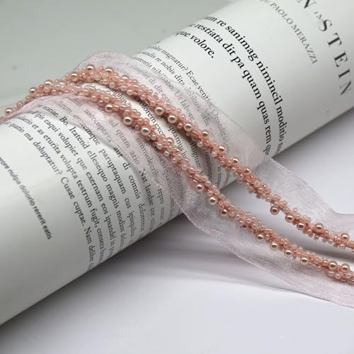 Yalulu 10 Yards Perlenband Vintage, Kordelband Dekoband Zierband Geschenkband Spitzenband mit Perlen für DIY Handwerk Kleidung Nähzubehör (Hellrosa) von Yalulu