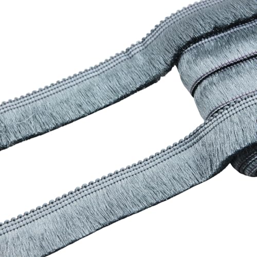 Yalulu 10 Yards Polyester Fransenborte Fransen Spitzenbesatz Bänder, Spitze Borte, Dekoborte FransenbordüRe Quastenbesatz Gardinenband StoffbordüRe NäHborte (Graublau) von Yalulu