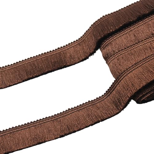 Yalulu 10 Yards Polyester Fransenborte Fransen Spitzenbesatz Bänder, Spitze Borte, Dekoborte FransenbordüRe Quastenbesatz Gardinenband StoffbordüRe NäHborte (Kaffee) von Yalulu