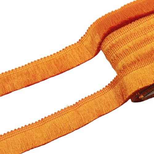 Yalulu 10 Yards Polyester Fransenborte Fransen Spitzenbesatz Bänder, Spitze Borte, Dekoborte FransenbordüRe Quastenbesatz Gardinenband StoffbordüRe NäHborte (Orange) von Yalulu