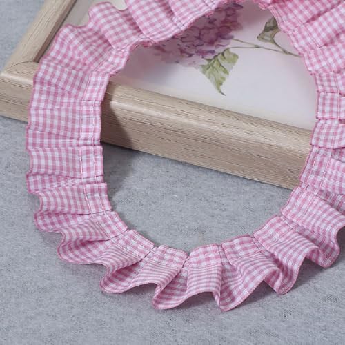 Yalulu 10 Yards Polyester Rüschenbesatz Faltenband 40mm Rüschen Spitzenstoff Spitzenbesatz DIY Spitzenborte Ruffle Ribbon Trim (rosa) von Yalulu