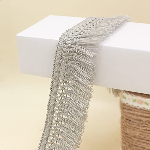 Yalulu 10 Yards Quaste Fransenborte Fransenband Quaste Trim Band Fringe Borte Fransen Quasten Trim Fransen Spitzenborte Dekoband für Kleidung,Kostüme,DIY Nähen (Grau) von Yalulu