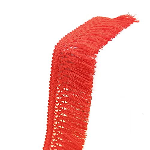 Yalulu 10 Yards Quaste Fransenborte Fransenband Quaste Trim Band Fringe Borte Fransen Quasten Trim Fransen Spitzenborte Dekoband für Kleidung,Kostüme,DIY Nähen (Rot) von Yalulu