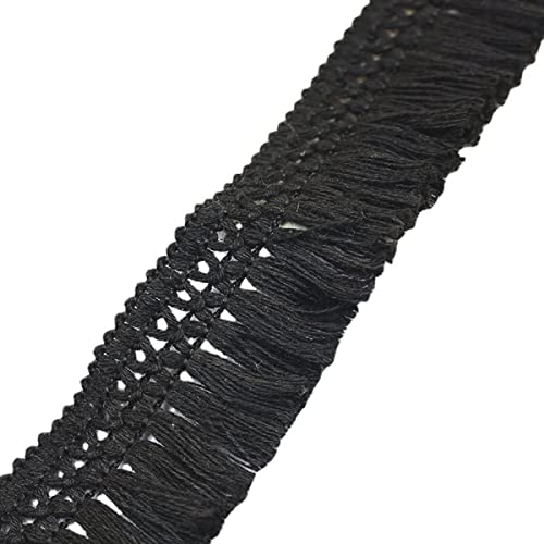 Yalulu 10 Yards Quaste Fransenborte Fransenband Quaste Trim Band Fringe Borte Fransen Quasten Trim Fransen Spitzenborte Dekoband für Kleidung,Kostüme,DIY Nähen (Schwarz) von Yalulu