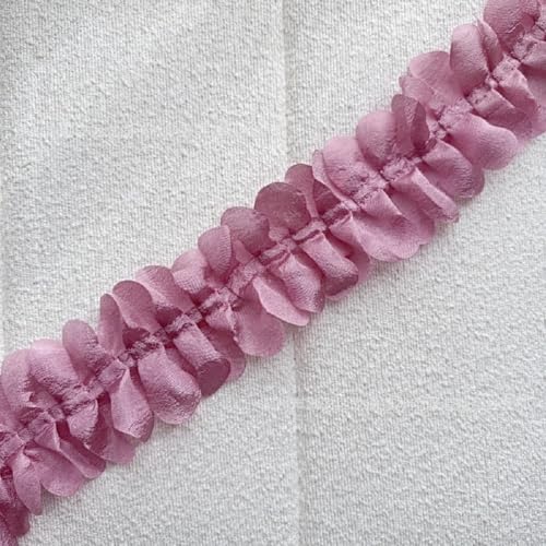Yalulu 10 Yards Spitzenband, Organza Spitzenborte Blumenband für Hochzeit/Brautdekoration, Basteln, Nähen, Heimdekoration (Dunkelrosa) von Yalulu