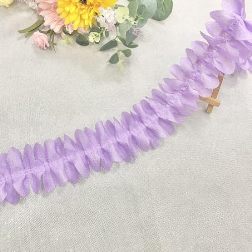 Yalulu 10 Yards Spitzenband, Organza Spitzenborte Blumenband für Hochzeit/Brautdekoration, Basteln, Nähen, Heimdekoration (Lila) von Yalulu