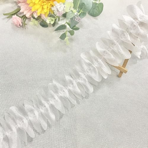 Yalulu 10 Yards Spitzenband, Organza Spitzenborte Blumenband für Hochzeit/Brautdekoration, Basteln, Nähen, Heimdekoration (Weiß) von Yalulu