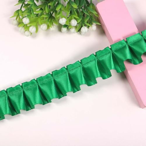 Yalulu 10 Yards Spitzenband Gerafftes Rüschen Spitzenborte, Satin Rüschenbesatz Spitze-Borten Deko,für DIY Nähen Handwerk Hochzeit Deko (Grün) von Yalulu