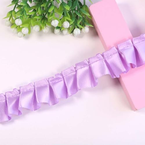 Yalulu 10 Yards Spitzenband Gerafftes Rüschen Spitzenborte, Satin Rüschenbesatz Spitze-Borten Deko,für DIY Nähen Handwerk Hochzeit Deko (Hellviolett) von Yalulu