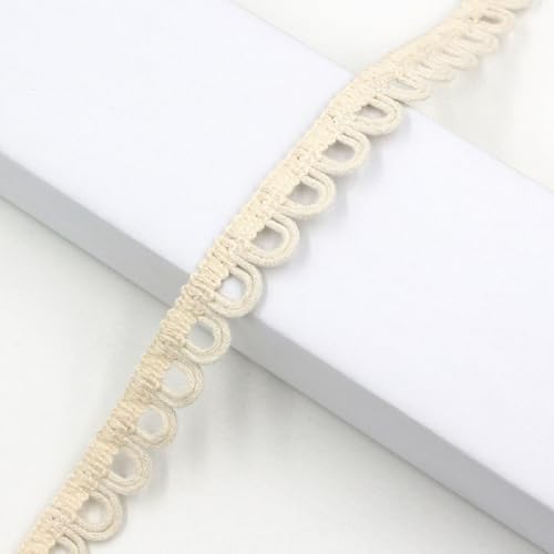 Yalulu 10 Yards Vintage Spitzenband Borte, Beige Aus Baumwolle Dekoband, Spitzenband Zierband Hut Kleidungsstück Dekoration (#3,1.9cm) von Yalulu