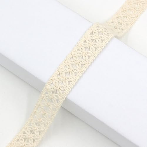 Yalulu 10 Yards Vintage Spitzenband Borte, Beige Aus Baumwolle Dekoband, Spitzenband Zierband Hut Kleidungsstück Dekoration (#6,2.1cm) von Yalulu