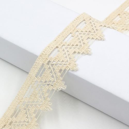 Yalulu 10 Yards Vintage Spitzenband Borte, Beige Aus Baumwolle Dekoband, Spitzenband Zierband Hut Kleidungsstück Dekoration (#7,4cm) von Yalulu