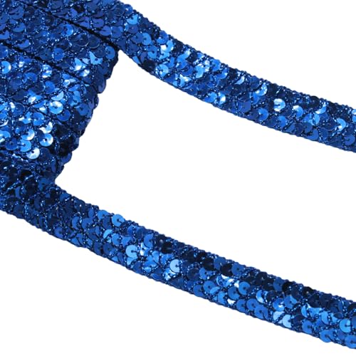 Yalulu 13 Meter 2cm Breite Paillettenbesatz Paillettenborte Spitzenbesatz Glitzerborte Metallische Paillettenband Pailletten Bänder, für Kleidung, DIY-Projekte (Edelsteinblau) von Yalulu