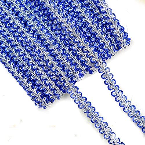 Yalulu 13 Meter Posamentenborte, Geflochtenen Gimp Trim Dekoband Zierband Geschenkband Spitzenborte Schnur Kordelband Stoffband für Nähen Handwerk Hochzeit Kleidung Deko (Gem Blau-Silber) von Yalulu