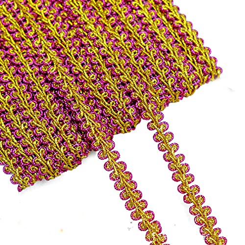 Yalulu 13 Meter Posamentenborte, Geflochtenen Gimp Trim Dekoband Zierband Geschenkband Spitzenborte Schnur Kordelband Stoffband für Nähen Handwerk Hochzeit Kleidung Deko (Rosé-Rot-Gold) von Yalulu