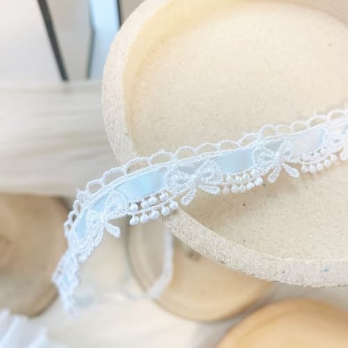 Yalulu 14 Yards Schleife Spitzenband, Bestickte Spitze Trim Applikationen Spitze Band Handmade DIY Nähen liefert Handwerk für Kostüm (Hellblau) von Yalulu