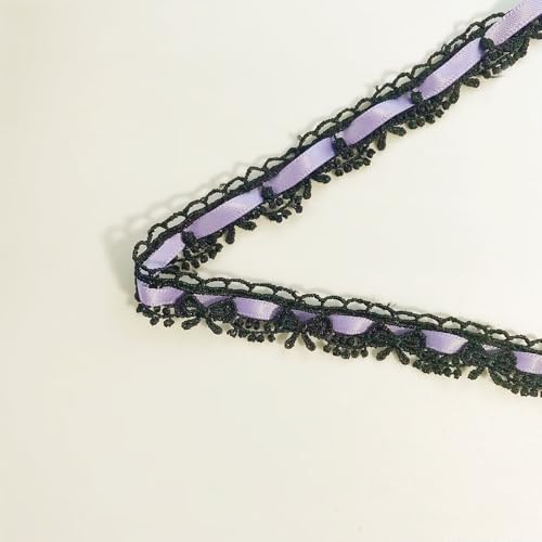 Yalulu 14 Yards Schleife Spitzenband, Bestickte Spitze Trim Applikationen Spitze Band Handmade DIY Nähen liefert Handwerk für Kostüm (Schwarz-Vi) von Yalulu