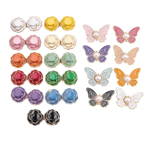 Yalulu 19 Paare Taillenknopf, Knöpfe Hosen Enger Machen, Schmetterling Blume Hosenbund Enger Machen KnöPfe, Abnehmbare Taille Dekorativ für Lose Hosen, Röcke, Ärme von Yalulu