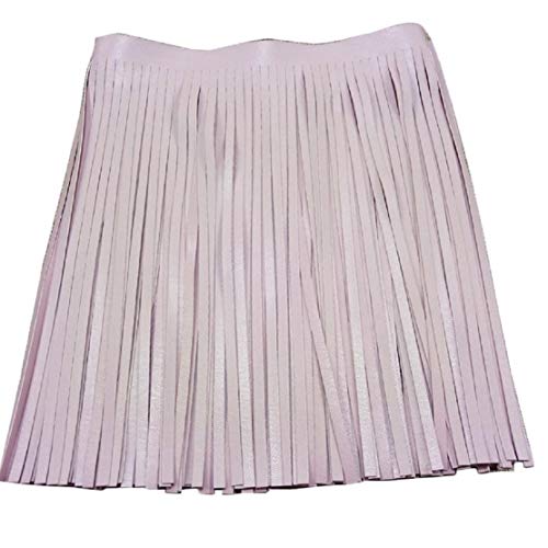 Yalulu 2 Meter Länge 30cm Breite Kunstleder-Quaste, Leder Quaste Schnittfranse Fransenborte Fransen Rock Kleidersack Fransenband DIY Saum Kleid Garment Apparel Dekoband (Rosa) von Yalulu