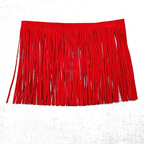 Yalulu 2 Meter Wildleder Fransen Band, Faux Wildleder Quasten Fransen Fransenborte Fransen Rock Kleidersack Fransenband DIY Saum Kleid Garment Apparel Dekoband (Rot) von Yalulu