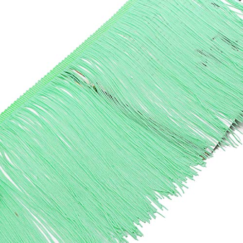 Yalulu 2 Meter x 20cm Quaste Seidig Fransen Tanzfransen Geschnitten Fransenborte Fransenband Kostüm Quaste trimmen Garment Apparel Spitzenborte Nähzubehör (Blaugrün) von Yalulu