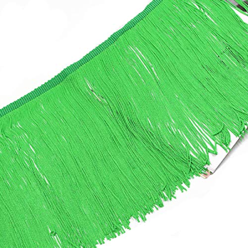 Yalulu 2 Meter x 20cm Quaste Seidig Fransen Tanzfransen Geschnitten Fransenborte Fransenband Kostüm Quaste trimmen Garment Apparel Spitzenborte Nähzubehör (Grün) von Yalulu