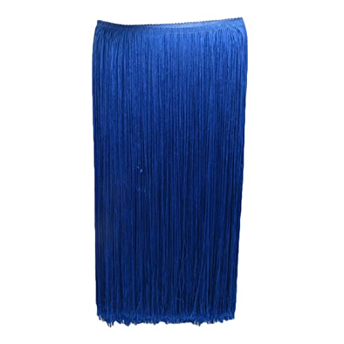 Yalulu 2 Meters Fransenborte Tanzfransen, 1 Meters Breite Fransen Quaste Seide Fransen Geschnitten Fransenborte Kostüm Quaste Trimmen Apparel Fransenband Nähzubehör (Edelsteinblau) von Yalulu
