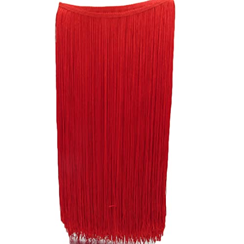 Yalulu 2 Meters Fransenborte Tanzfransen, 1 Meters Breite Fransen Quaste Seide Fransen Geschnitten Fransenborte Kostüm Quaste Trimmen Apparel Fransenband Nähzubehör (Rot) von Yalulu