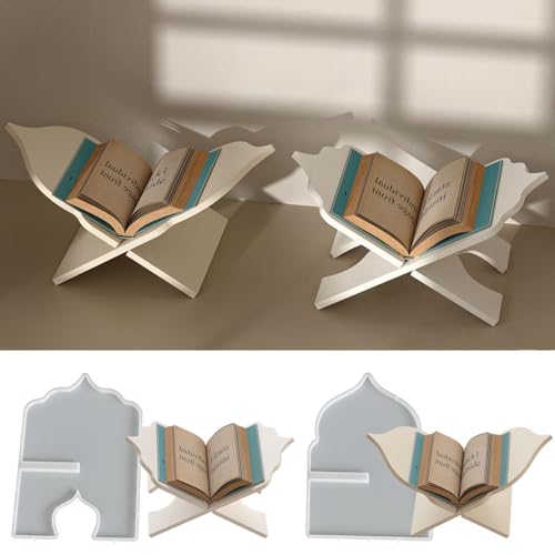 Yalulu 2 Stück Bücherregal Silikonformen Epoxidharz, DIY Buchständer Epoxy Gießformen Notenständer Epoxidharz Formen für Lernen auf Büro Klavierzimmer von Yalulu