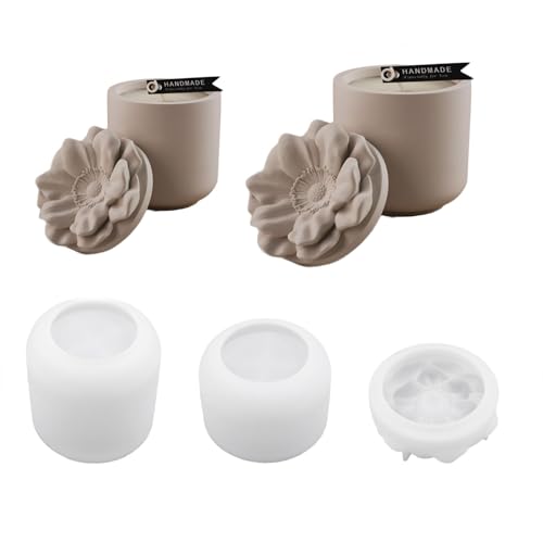 Yalulu 2 Stück Kerzenglas-Formen mit Deckel, Blumen Silikonform Kerzenhalter Harz Kerzenbecher Silikon für DIY Kerzen Deko Vase, Epoxidharz Form Aufbewahrungsbox Yalulu 2 Stück Kerzenglas-Formen mit Deckel, Blumen Silikonform Kerzenhalter Harz Kerzenbecher Silikon für DIY Kerzen Deko Vase, Epoxidharz Form Aufbewahrungsbox von Yalulu