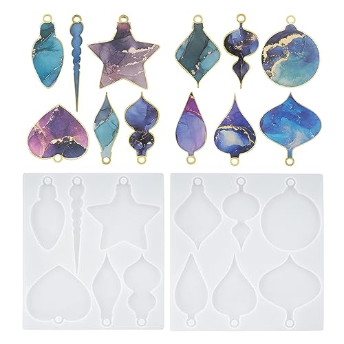 Yalulu 2 Stück Weihnachten Thema Silikonform, Weihnachtsbaum Anhänger Gießform Epoxidharz Form, Weihnachtsanhänger Harz Casting Form DIY Weihnachtsbaum Wand Tag Ornament von Yalulu