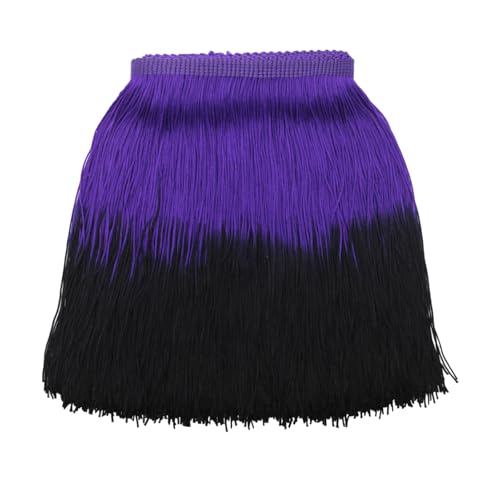 Yalulu 2 Yards DIY Fransen Tanzfransen Geschnitten Fransenborte, Quaste Fransen Seidig Fransen Borte Kostüm Quaste Trimmen Fransenborte Garment Apparel Nähzubehör (Lila-Schwarz) von Yalulu