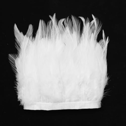 Yalulu 2 Yards Federn Fringe Trim, 9-14cm Natürlichen Feder Fransen Quaste Fransenborte Fransenband für DIY Kleid Nähen Handwerk Kostüme Dekoration Halloween Federband Bastelzubehör (Beige) von Yalulu