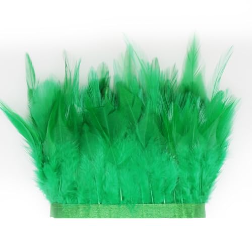 Yalulu 2 Yards Federn Fringe Trim, 9-14cm Natürlichen Feder Fransen Quaste Fransenborte Fransenband für DIY Kleid Nähen Handwerk Kostüme Dekoration Halloween Federband Bastelzubehör (Grün) von Yalulu