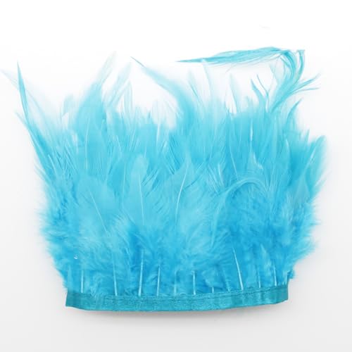 Yalulu 2 Yards Federn Fringe Trim, 9-14cm Natürlichen Feder Fransen Quaste Fransenborte Fransenband für DIY Kleid Nähen Handwerk Kostüme Dekoration Halloween Federband Bastelzubehör (Hellblau) von Yalulu