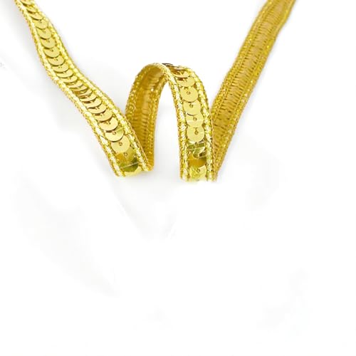 Yalulu 20 Meter Glitzer Glänzendes Zierband Pailletten Bänder Trim Paillette Band Borten Glitzer Borte Zierband Geschenkband Paillettenborte Diy NäHen Kostüme Handwerk (Gold) von Yalulu