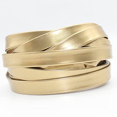 Yalulu 20 Meter Kunstlederbesatz, gefaltetes PU-weiches Lederband, Kleidungsdekoration, Tasche, Kantenriemen, Gurtband, DIY, Nähen, Bastelzubehör (Gold) von Yalulu