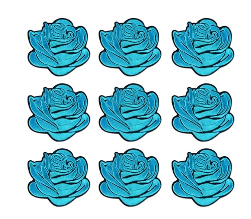 Yalulu 20 Stück Blumen zum Aufbügeln, Blumen zum aufbügeln Bügelflicken, Blumen Aufnäher, Blume Patches Bügelbilder Flower Patches (Blau) von Yalulu