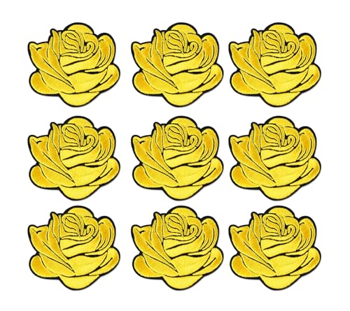 Yalulu 20 Stück Blumen zum Aufbügeln, Blumen zum aufbügeln Bügelflicken, Blumen Aufnäher, Blume Patches Bügelbilder Flower Patches (Gelb) von Yalulu