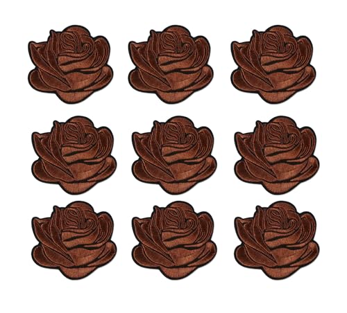 Yalulu 20 Stück Blumen zum Aufbügeln, Blumen zum aufbügeln Bügelflicken, Blumen Aufnäher, Blume Patches Bügelbilder Flower Patches (Kaffee) von Yalulu