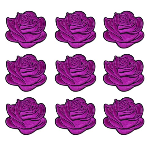 Yalulu 20 Stück Blumen zum Aufbügeln, Blumen zum aufbügeln Bügelflicken, Blumen Aufnäher, Blume Patches Bügelbilder Flower Patches (Lila) von Yalulu
